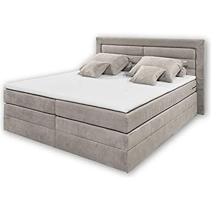 Boxspringbett mit Bettkasten 'SABA' Elephant grau 180x200 cm