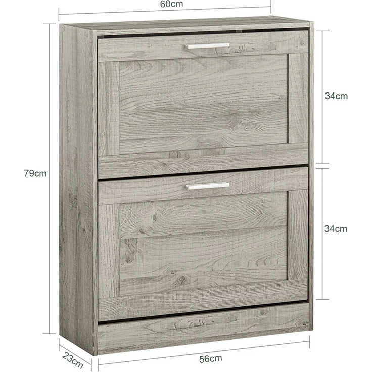 SoBuy FSR137-HG Schuhschrank, MDF, Papierfurnier, Hellgrau, 60 x 79 x 23 cm – Bild 3