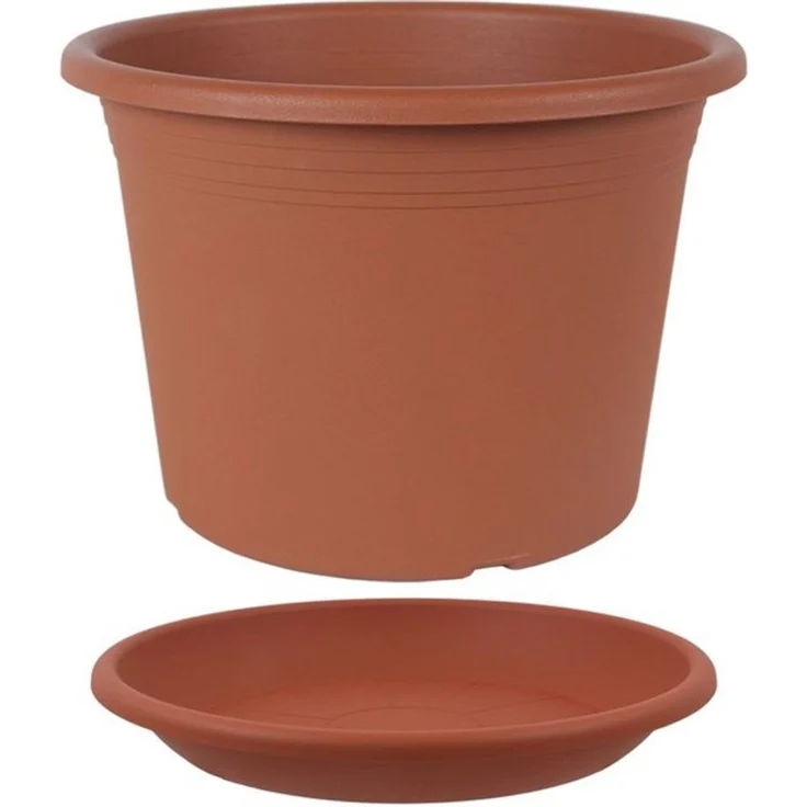 Heimwerkercenter Blumentopf MePla Blumentopf Cylindro ø18cm, Untersetzer ø17cm Terra, Kunstoff – Bild 4