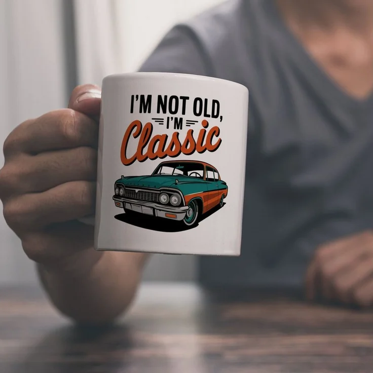 speecheese Tasse Vintage-Auto Kaffeebecher - I'M NOT OLD, I'M CLASSIC – Bild 1