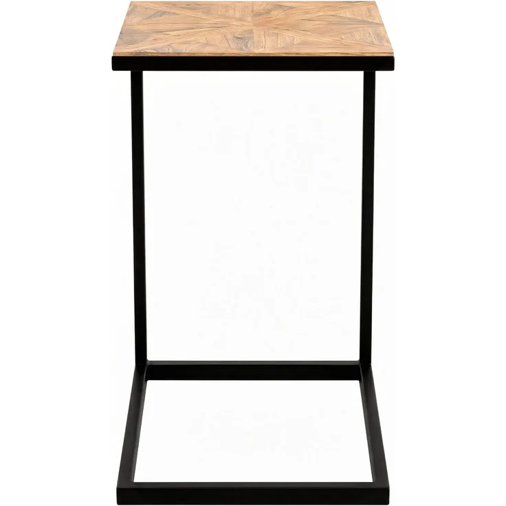 CLP Beistelltisch Velaro Couchtisch in C-Form Tischplatte aus Mindiholz Eisengestell,natura – Bild 5