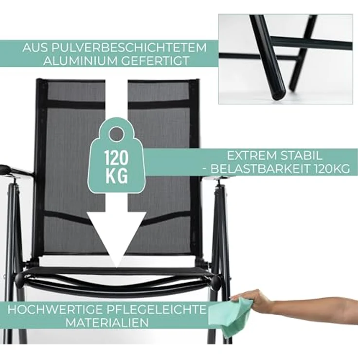 sunnypillow Gartenstuhl Nidriglehner 100x50 cm Klappstuhl für Garten Balkon Terrassen – Bild 6