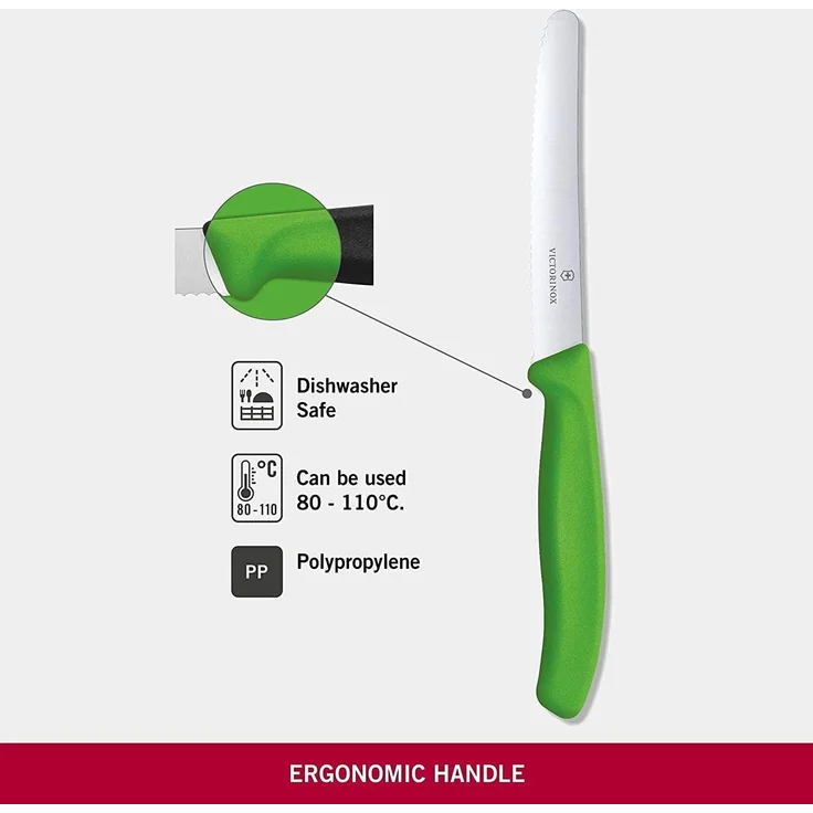 Victorinox | Swiss Classic Set | zwei Gemüsemesser mit Wellenschliffklinge | Klingenlänge: 11 cm | Farbe: Grün – Bild 5