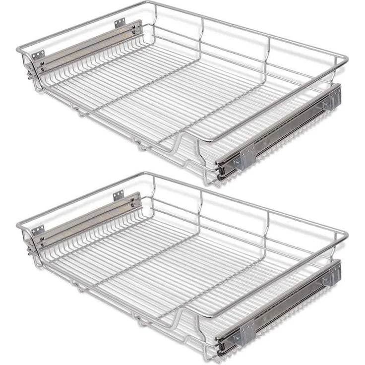 vidaXL Küchenregal Einbauschublade Korbauszug 2 Stk. Silbern 800 mm, 2-tlg. – Bild 1
