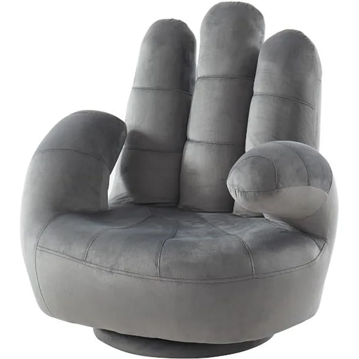 Vente-unique - Kindersessel Fingersessel drehbar - Samt - Anthrazit - CATCHY