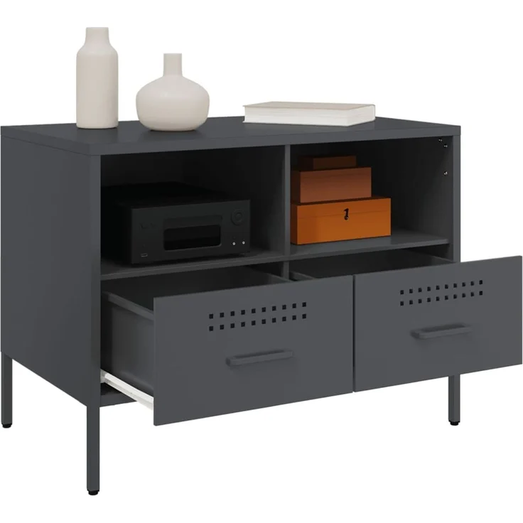 2 pcs TV-Schrank, Lowboard Anthrazit 68x39x50,5 cm Stahl – Bild 5