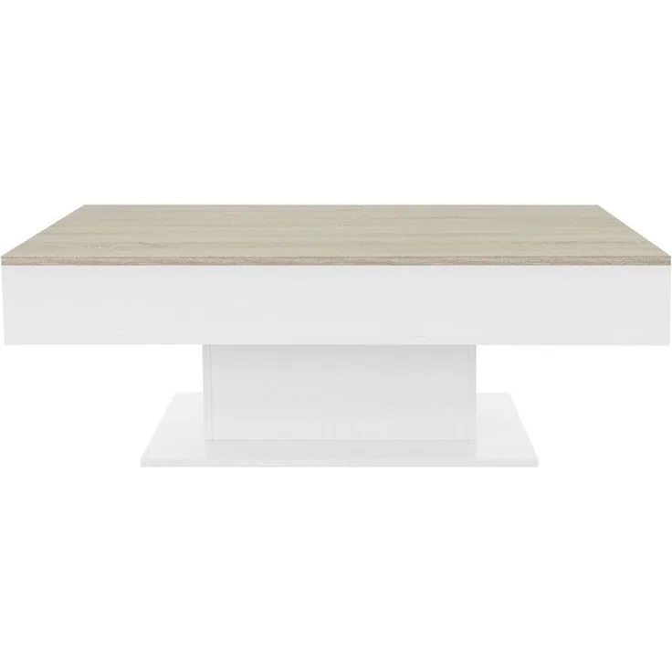 ML-DESIGN Couchtisch Couchtisch mit 2 Staufächern unter Schiebeplatte mit Truhefunktion, Sofatisch Eiche-Optik Weiß 110 x 60 x 40 cm Beistelltisch