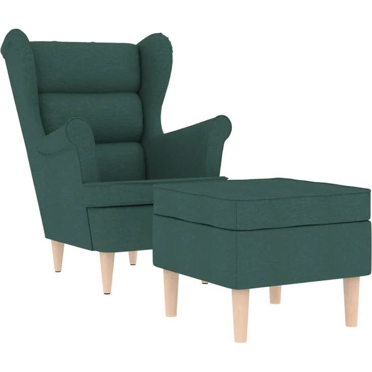 vidaXL Sessel mit Fußhocker Dunkelgrün Stoff 3307994 – Bild 2