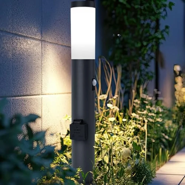 LED Stehleuchte, 2x Steckdosen, Bewegungsmelder, H 60 cm – Bild 6