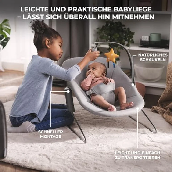 Kinderkraft Kombihochstuhl Set: Kinderstuhl ENOCK + Babywippe CALMEE GREY (Set, 2 St), mitwachsend – Bild 8