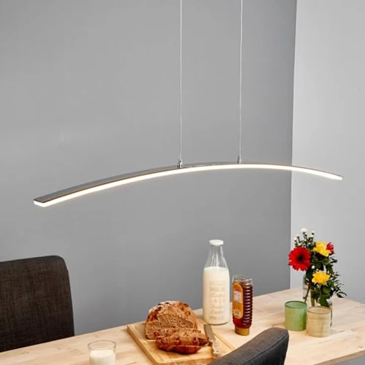 Lucande LED-Pendelleuchte Lorian, 99 cm, chrom mit satinierter Diffusor für gleichmäßige Lichtverteilung – Bild 4