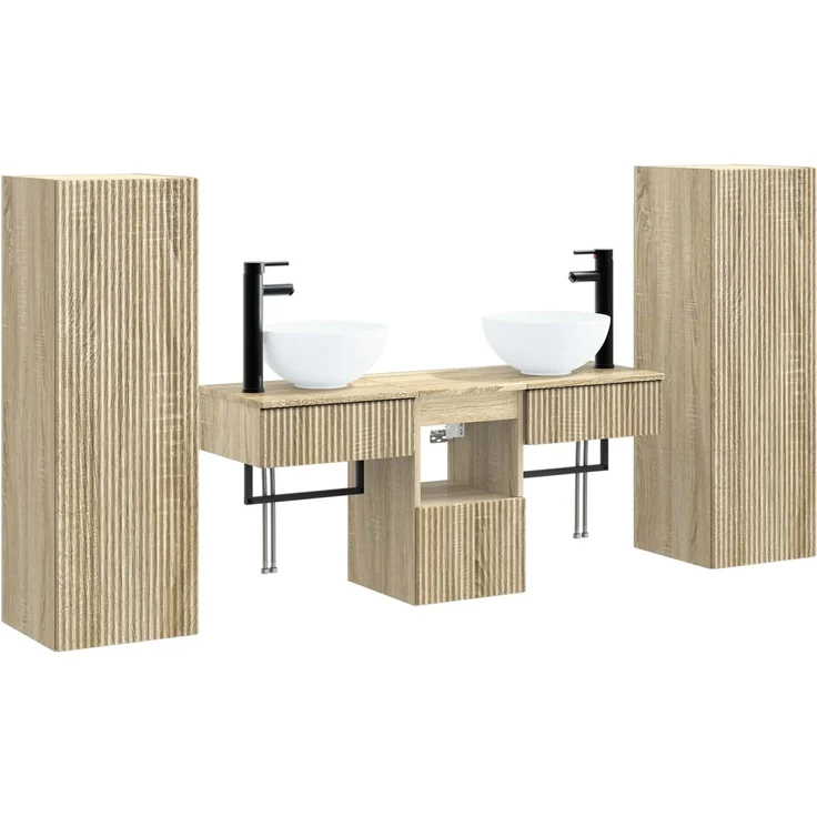vidaXL Badezimmerschrank-Set 5 stk. Sonoma-Eiche 33 x 34,5 x 100 cm 3405965 – Bild 2