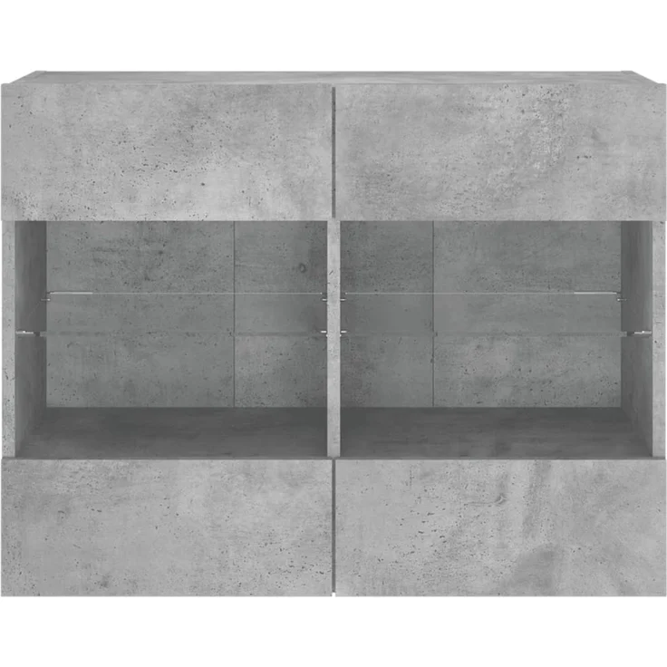 TV-Wandschrank, Fernsehschrank mit LED-Leuchten Betongrau 78,5 x 30 x 60,5 cm – Bild 6