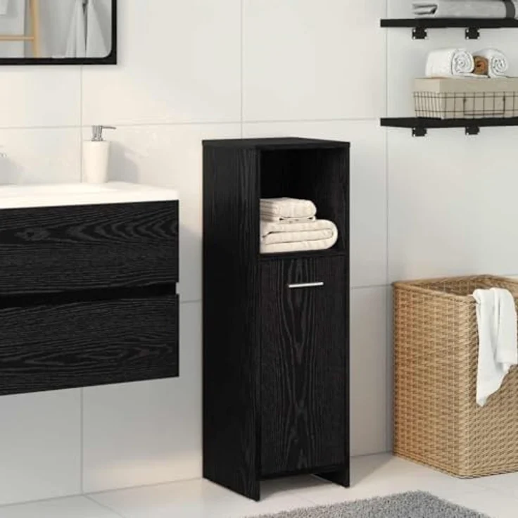 vidaXL Badezimmerschrank aus schwarzer Eiche, 30 x 30 x 95 cm, Holzwerkstoff 862497 – Bild 3