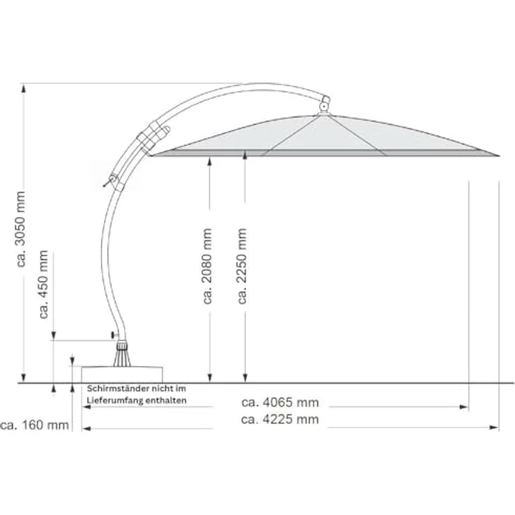 Sun Garden Ampelschirm rund Easy Sun, 375 cm Durchmesser, beige-meliert, 360° drehbar, neigbar, UV-Schutz UPF 80 – Bild 3