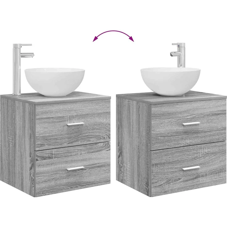 vidaXL Badezimmerschrank-Set 2 stk. Grau Sonoma 79,5 x 35 x 80 cm 3403869 – Bild 9