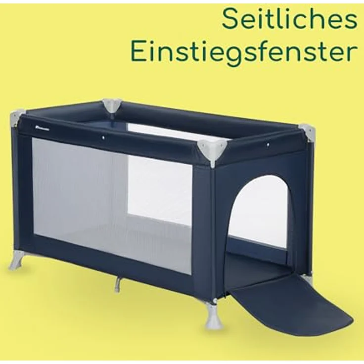 Bebeconfort Sweet Dreams, Baby Reisebett, 0–3 Jahre (0–15 kg), Reisebett leicht für Babys, Große gepolsterte Matratze, Seitenfenster, Einfach Kompakt Klappbar, Mit Reisetasche, Navy Blue – Bild 5