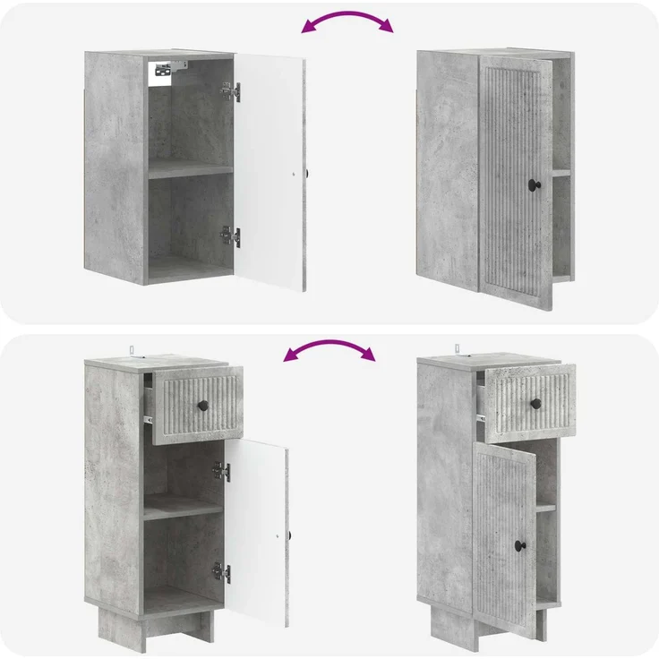 vidaXL 4-teiliges Badezimmer-Schrank-Set EDE Betongrau Holzwerkstoff 3417903 – Bild 9