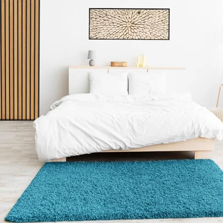 Vimoda Hochflor-Teppich Shaggy Türkis, Rechteckig, Höhe: 30 mm, Langflor Läufer Einfarbig Modern Wohnzimmer – Bild 3