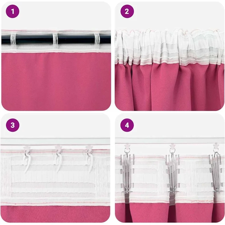 vidaXL Verdunkelungs-Vorhänge mit Ringen 2 stk. Helles Pink Polyester 4107516 – Bild 7