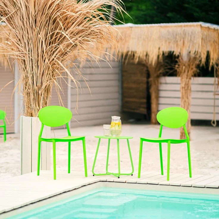 Gartenstuhl 4er Set Grün Stühle Küchenstühle Kunststoff Stapelstühle Balkonstuhl Outdoor-Stuhl – Bild 7