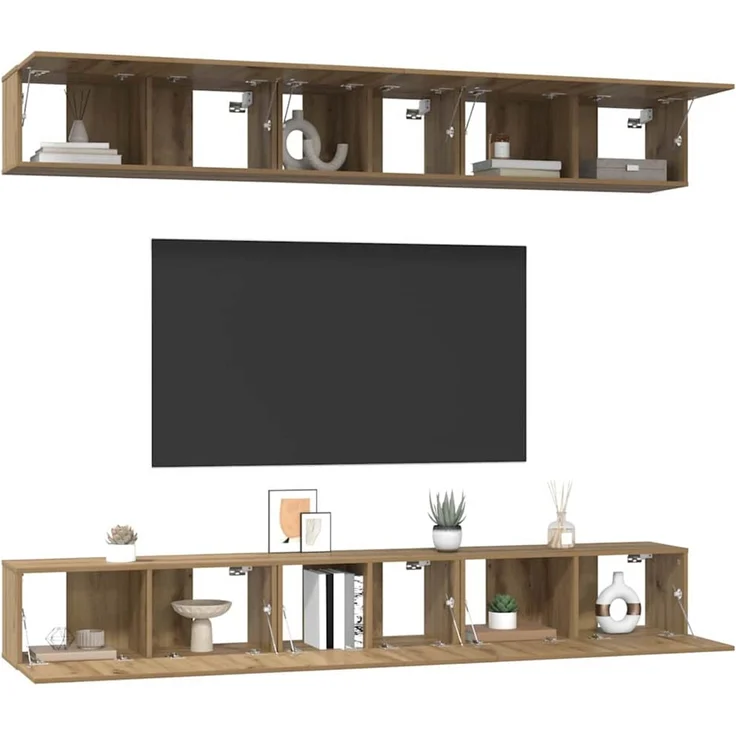 vidaXL TV-Schrankset Wandmontiert 6 pcs Artisan-Eiche Holzwerkstoff 3393476 – Bild 2