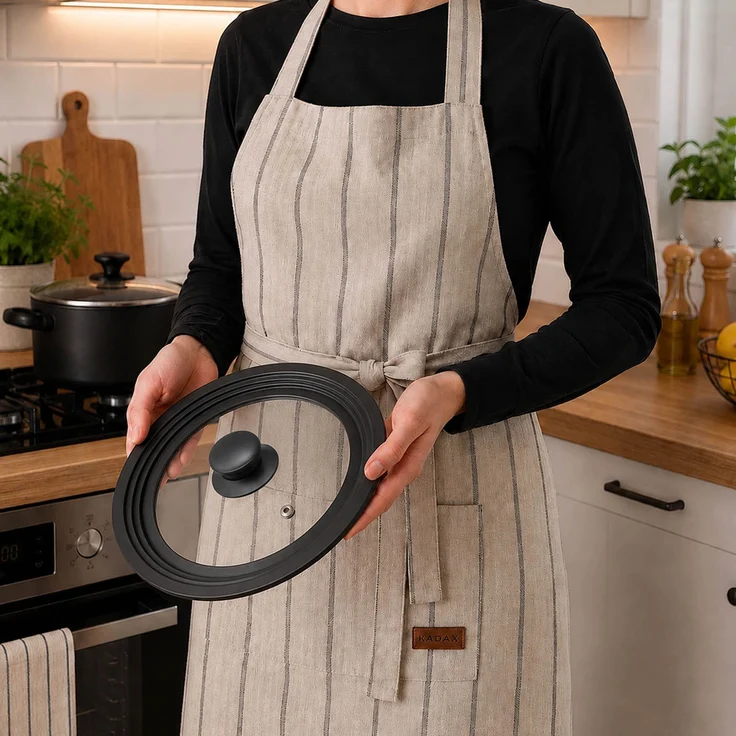KADAX Universaldeckel 16/18/20 cm, Universal Deckel für Töpfe & Pfannen, Pfannendeckel, Glasdeckel mit Silikonrand und Dampfloch, Topfdeckel (Schwarz) – Bild 3