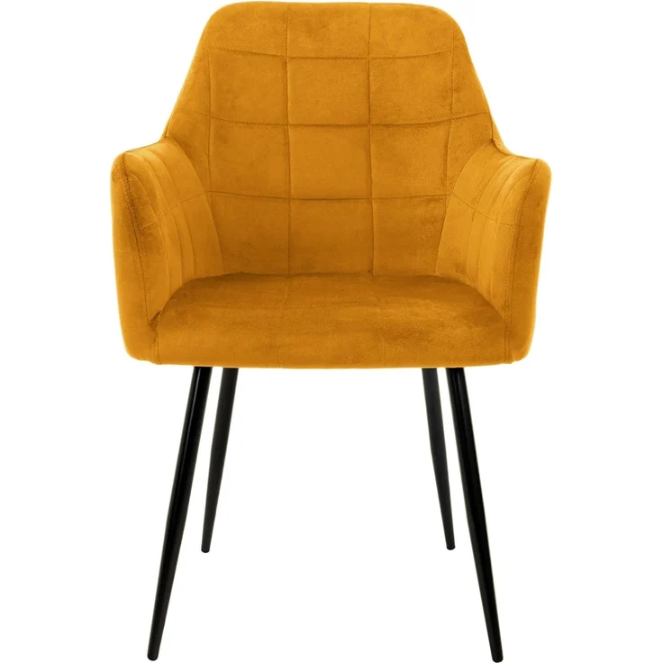 ML-DESIGN Stuhl Esszimmerstuhl ergonomisch & gepolstert Esstischstuhl mit Rückenlehnen (2 St), Wohnzimmerstuhl Gelb Samtbezug Metallbeine Küchenstuhl Polsterstuhl – Bild 4