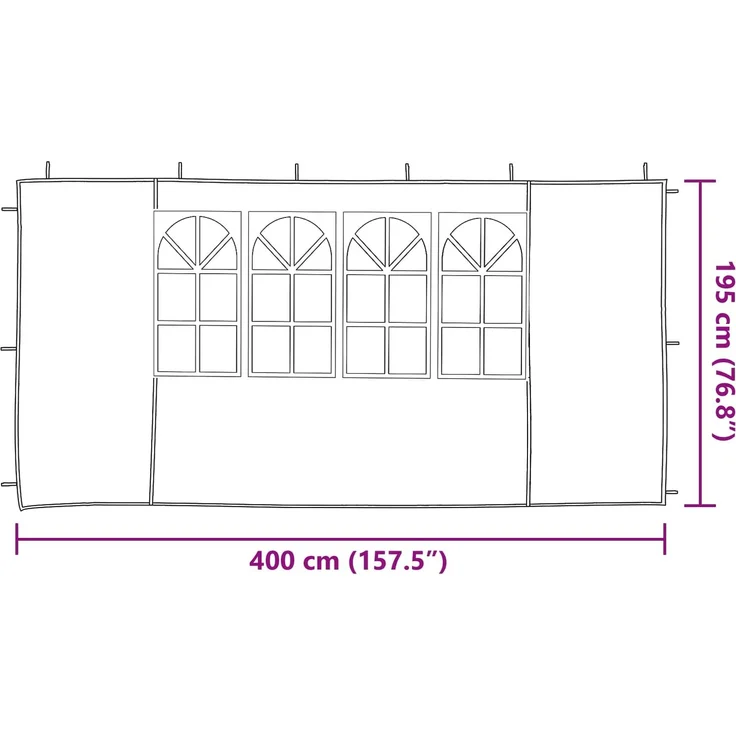 vidaXL Partyzelt-Seitenteil 2 Stk. 400 x 195 cm Weiß PE und Stahl 42033020 – Bild 6