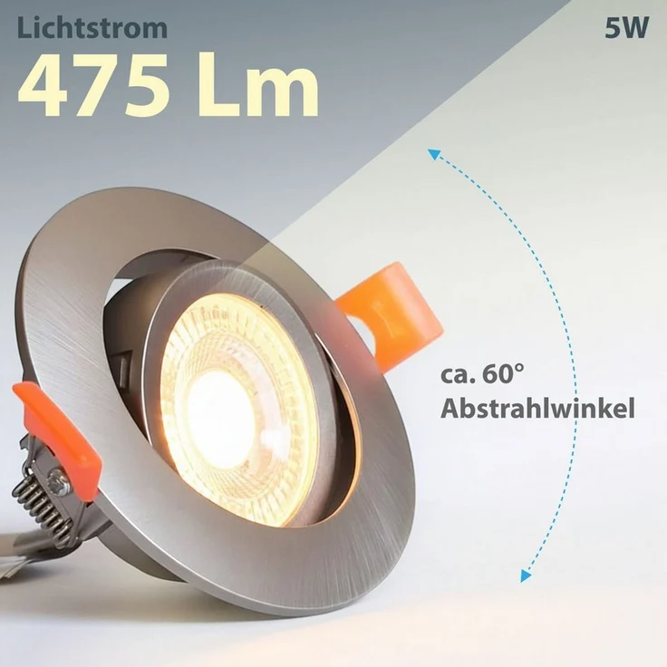 Maxkomfort LED Einbaustrahler 6er Set LED Einbaustrahler schwenkbar ultraflach Ø85mm, LED wechselbar, Warmweiß/Kaltweiß/Neutralweiß, 3 Lichtfarben - 3000K/4000K/6500K - Deckenspots/Einauspots IP20 silber – Bild 3