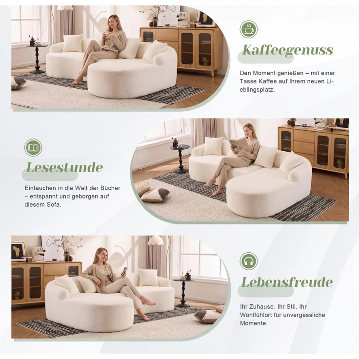 3-Sitzer-Sofa 243x150x67 cm mit geschwungener Form und Chenille-Bezug – Bild 6