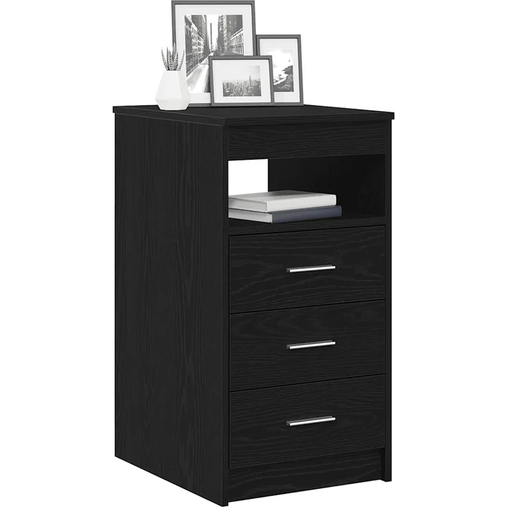 vidaXL Schubladenschrank Schwarz Eichen-Optik 40x50x76cm Holzwerkstoff 862009 – Bild 3