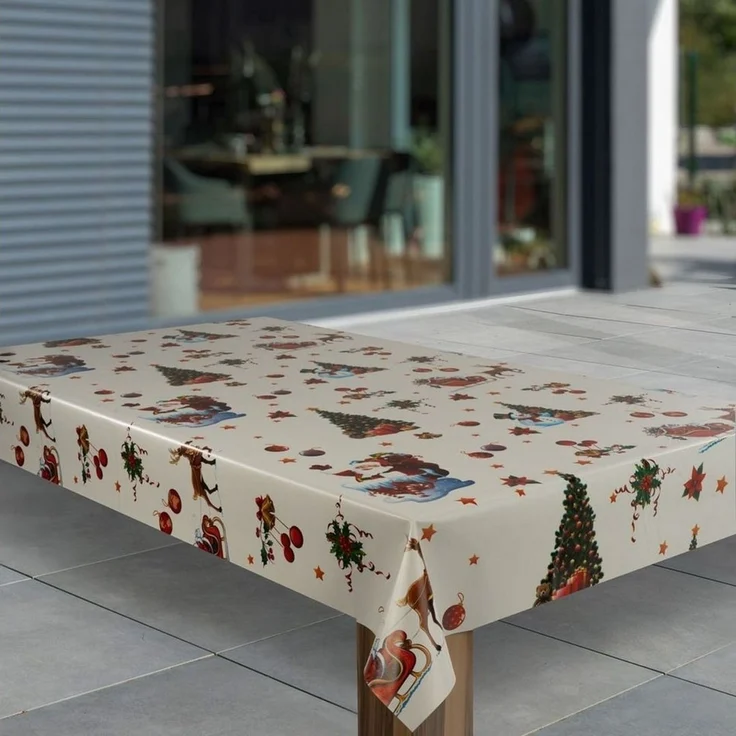 laro Tischdecke Wachstuch-Tischdecken Abwaschbar Weihnachten Schneemann Geschenke Baum – Bild 3