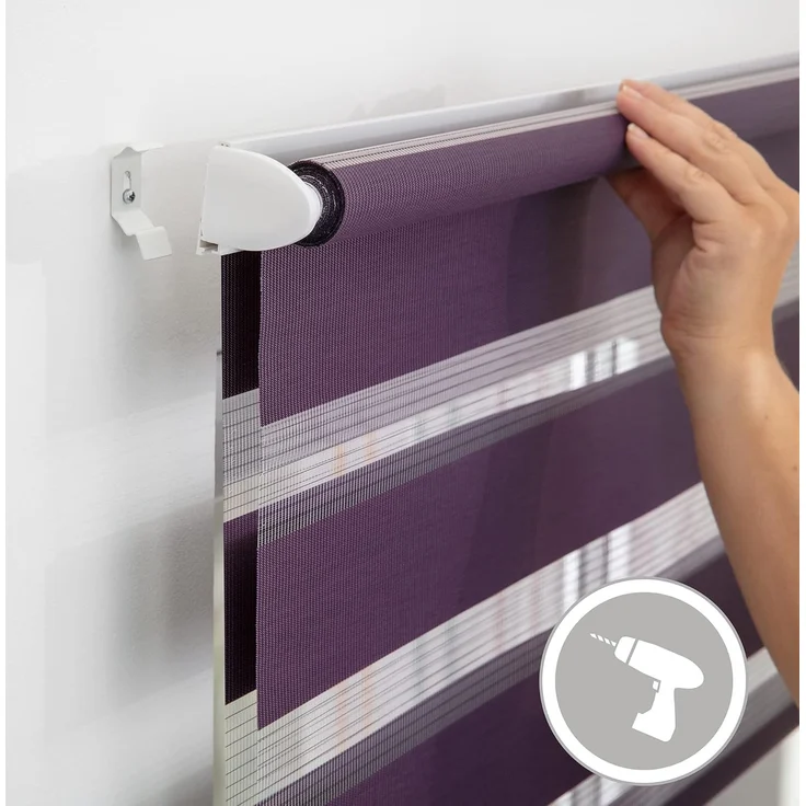 Lichtblick Sonnenschutzsysteme GmbH Doppelrollo Kopenhagen 55 cm x 150 cm (BxL) Brombeer modernes Duo Rollo; Klemm- und schraubbar; Lichtdurchlässig und blickdicht – Bild 4