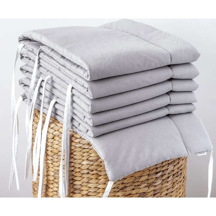 Loolay Bettnestchen 100% GRAU BIO-Baumwolle Atmungsaktives Babybett BETTUMRANDUNG, (Umrandung Kopfschutz Bettschlange 420, 360, 210, 180 x 30cm, Babyausstattung Baby und Neugeborene Premium GESCHENK), LOOLAY® - 100% Europäische Stoffe und Kleinserien-N... – Bild 2