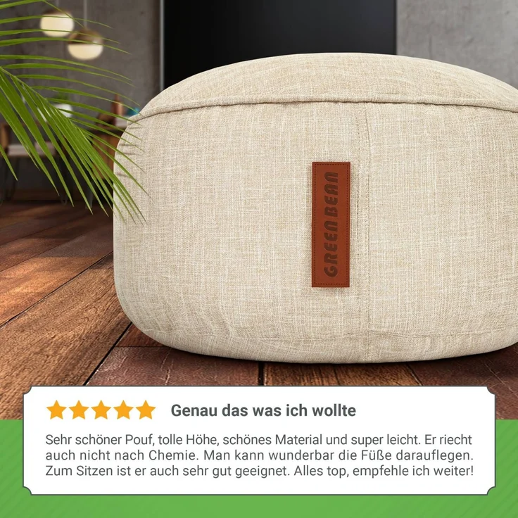 Green Bean® Sitzsack-Hocker 45x25cm mit EPS-Perlen Füllung - Sitz-Pouf für Sitzsäcke - Sitzhocker für Kinder und Erwachsene - Sand – Bild 4