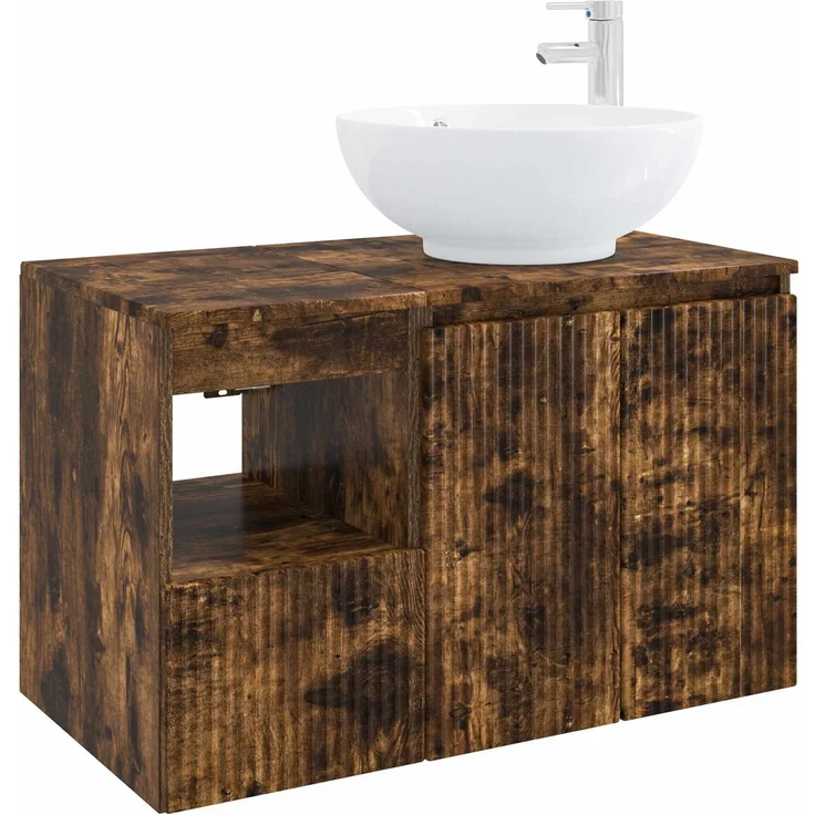 vidaXL Badezimmerschrank-Set 2 stk. Geräucherte Eiche 3404089 – Bild 2