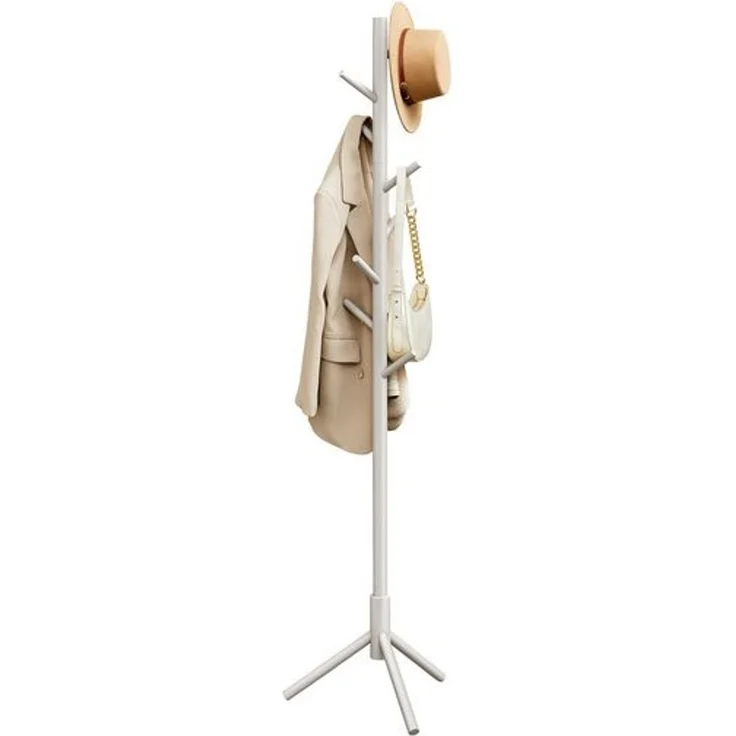 VASAGLE Garderobenständer, Kleiderständer aus Massivholz, Garderobe in Baumform, 8 Haken, 3 verstellbare Höhen, für Kleidung Hut Tasche, Wohnzimmer Schlafzimmer Büro, cappuccinobeige RCRDE004K01 – Bild 1
