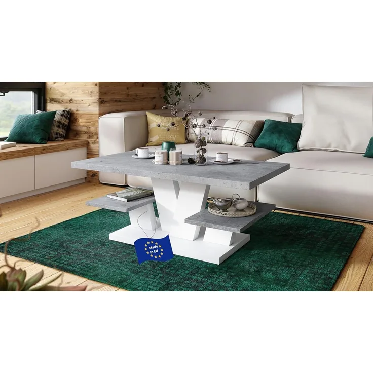 designimpex Couchtisch Design Viva Tisch Wohnzimmertisch 110x60x45 cm mit Ablagefläche