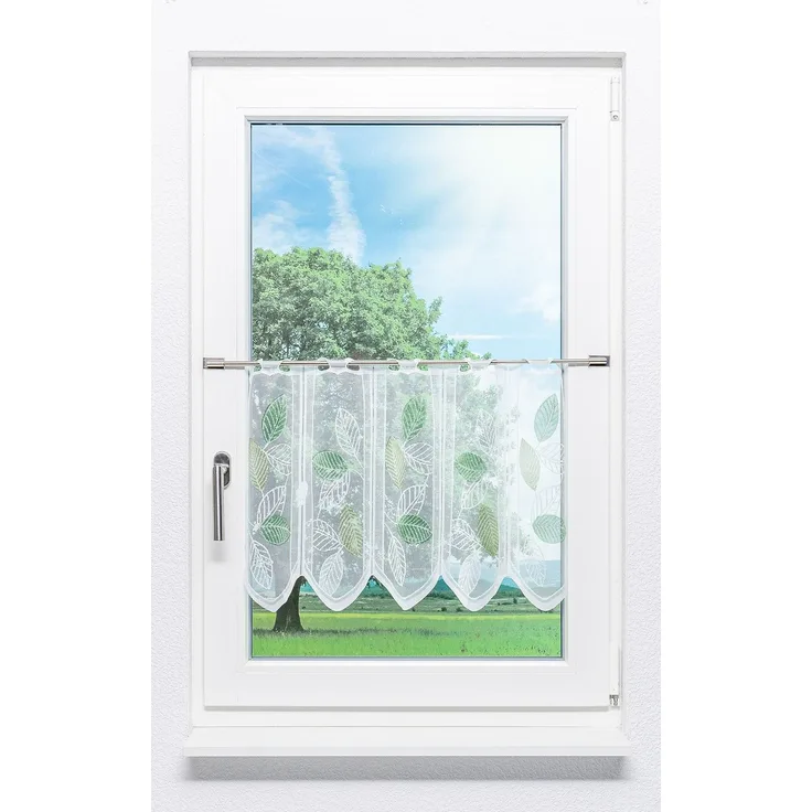 Scheibengardine Lysel - Laubblätter (Bx H) 75cm * 45cm Grün/minzgrün