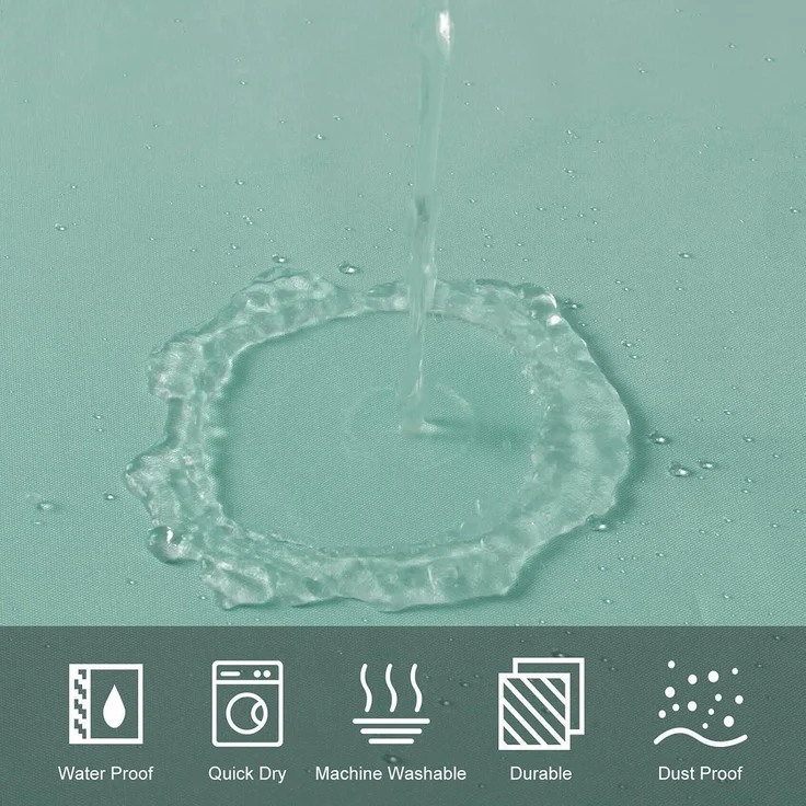 Furlinic Duschvorhang Überlänge Antibakteriell Wasserdicht 275x180cm Minzgrün – Bild 2