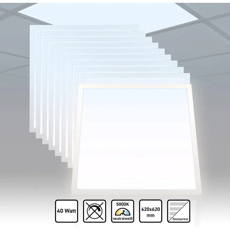 10x LED Panel 62x62 Neutralweiß 5000K 40W Slim Alu PLe2.2 – Bild 2