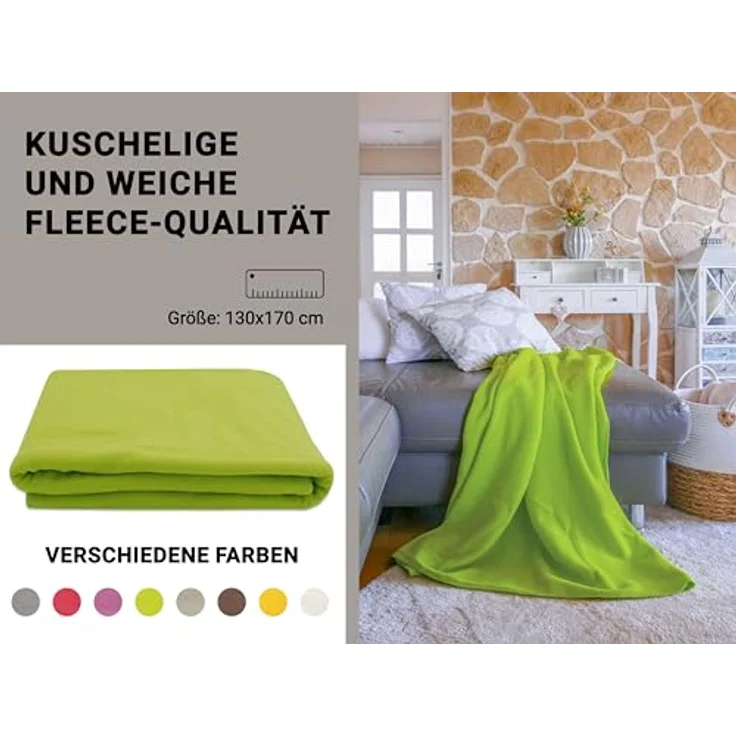 Zollner Kuscheldecke, Hellgrün, 130x170 cm, Oeko-Tex® Standard 100, 100% Polyester, waschbar bis 95°C – Bild 4