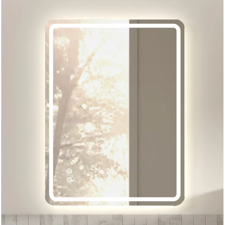 Badezimmerspiegel 60×80×3 cm mit dimmbarer LED-Beleuchtung und Anti-Beschlag-Funktion – Bild 1