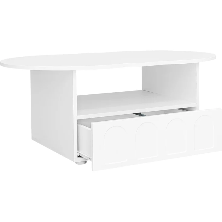 Couchtisch Wolkenform mit Schublade & Ablagefach in Weiß - 100x60x40,5 cm – Bild 8