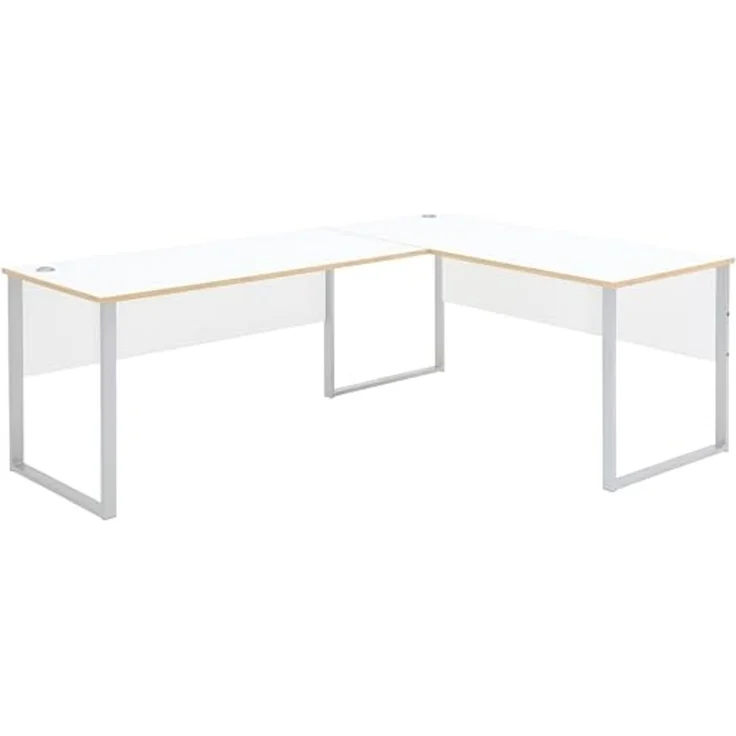 Eckschreibtisch >Memphis< in Weiß / Artisan / silber - 223x77x170 (BxHxT) – Bild 1