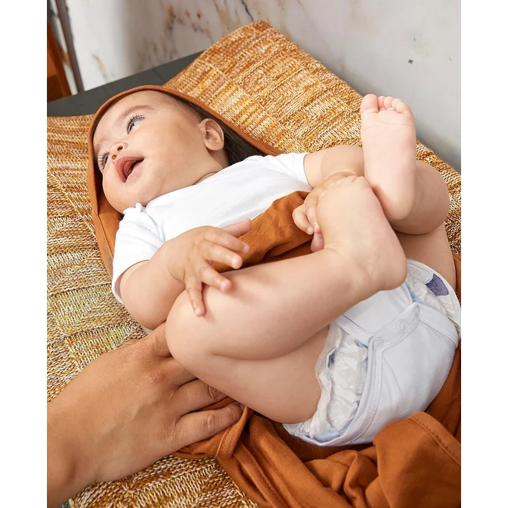 Meyco Baby Block Mixed Wickelauflagenbezug (weich und hautfreundlich, aus 100% Baumwolle, waschbar, einfache Pflege, trocknergeeignet, Größe: 50x70 cm), Ockergelb/Camel – Bild 5