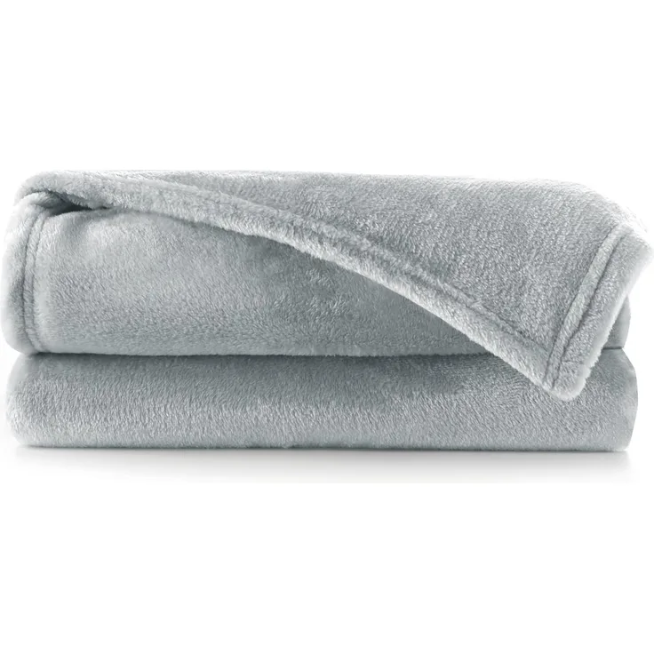 DecoKing Kuscheldecke 220x240 cm Silber Decke Microfaser Tagesdecke Fleece weich sanft kuschelig Stahl grau Grey Steel Silver Mic
