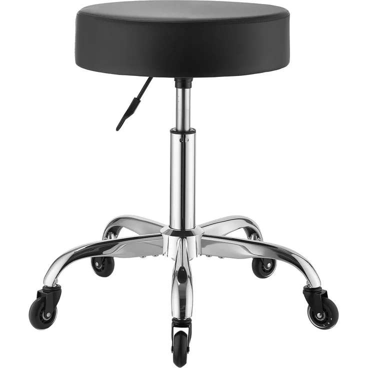 VEVOR Rollhocker 226,8 kg, Bürohocker mit Leiser Rolle, Drehhocker Höhenverstellbar, Ergonomischer Sitz aus PU-Leder mit Dicker Polsterung, 360° Drehbar, für Salon, Klinik & Arztpraxis