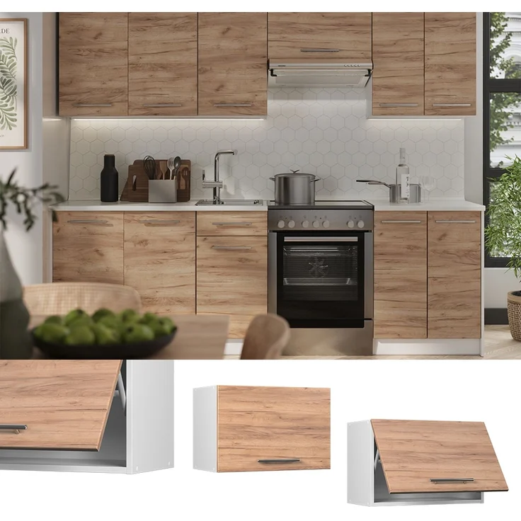 Hängeschrank Fame-Line Goldkraft Eiche/Weiß 60 cm, AP Eiche Vicco – Bild 4